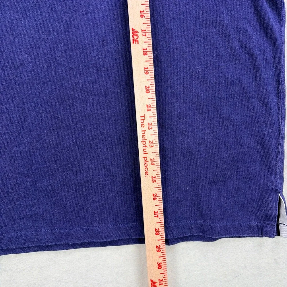 VTG Polo Ralph Lauren Custom Fit Rugby Shirt XL Navy Blue Burgundy Elbow Patch